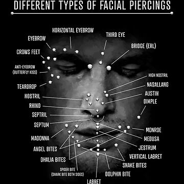 Facial piercings diagram